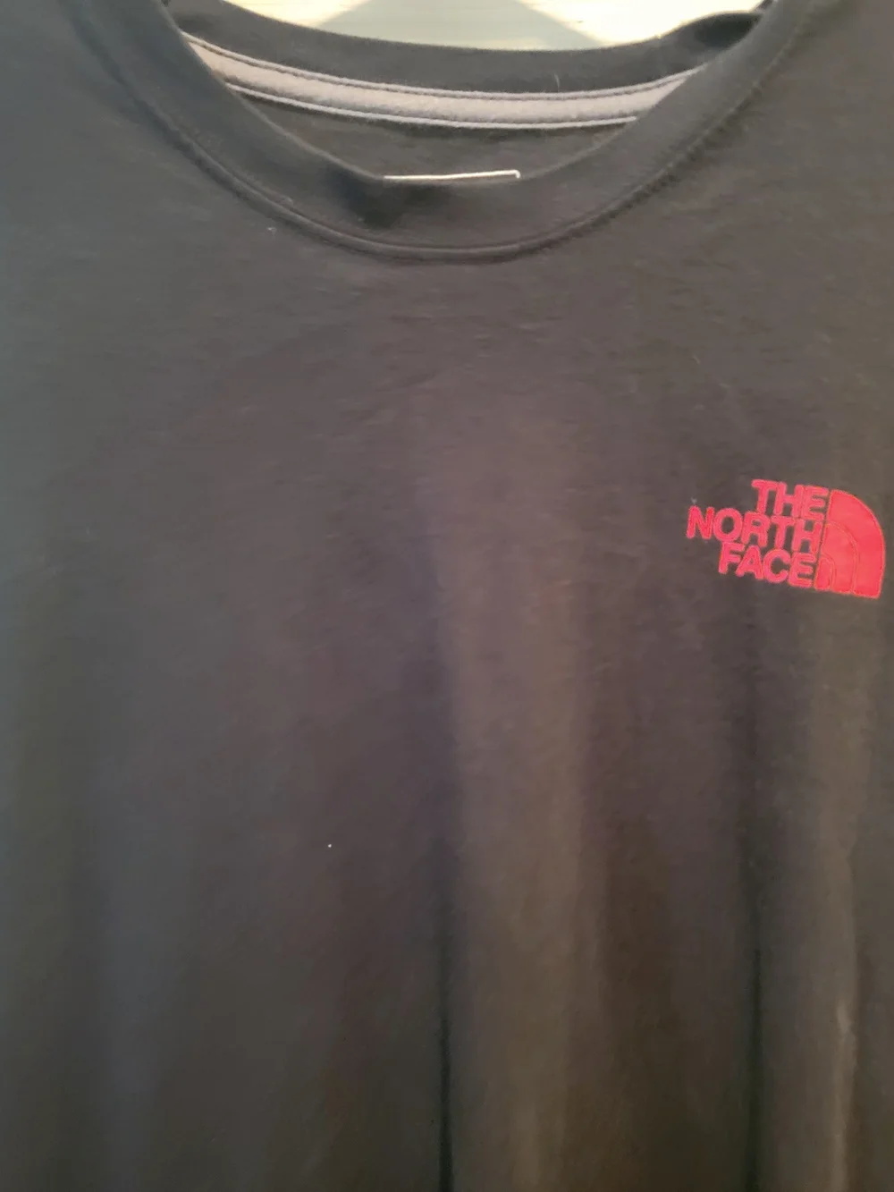 The North Face Men’s Long-Sleeve Tee — Black with Red Logo